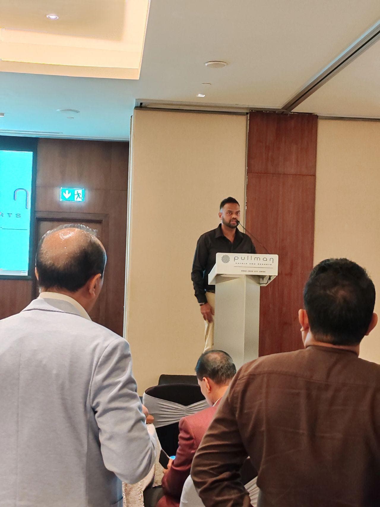 Autoways representative addressing the Sri Lanka Business Council of the Emirates at Pullman Dubai Creek City Centre.